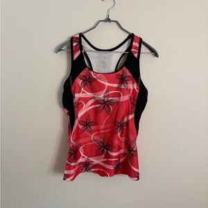 Energy Zone Black and Red Fitted sporty floral workout Tank Top Womens XL